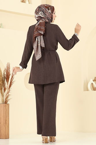 moda selvim طقم بني غامق 2720SL432 - Thumbnail