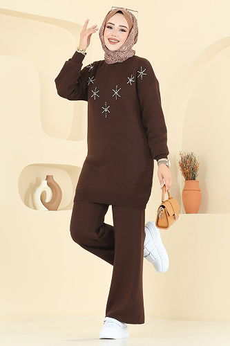 moda selvim طقم بني 2721AYD574 - Thumbnail