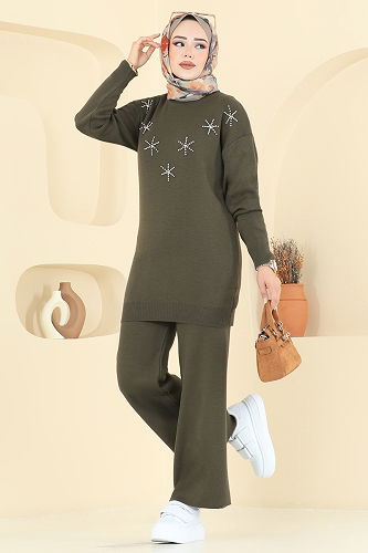 moda selvim طقم أخضر عفني فاتح 2721AYD574 - Thumbnail