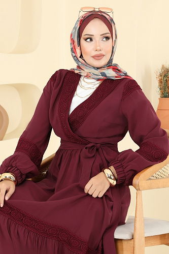 moda selvim طقم خمري 2721SL432 - Thumbnail