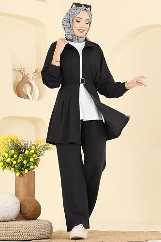 moda selvim طقم أسود 2722AYD574 - Thumbnail