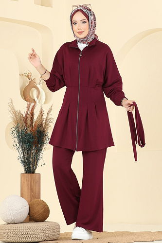 moda selvim طقم خمري 2722AYD574 - Thumbnail