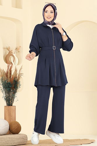 moda selvim طقم كحلي 2722AYD574 - Thumbnail