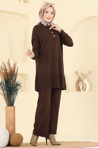 moda selvim طقم بني 2723AYD574 - Thumbnail