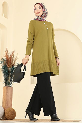 moda selvim طقم أخضر وأسود 2723AYD574 - Thumbnail