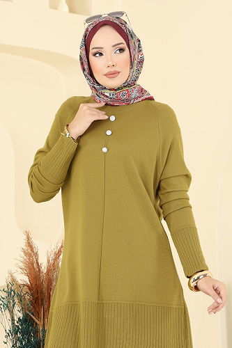 moda selvim طقم أخضر وأسود 2723AYD574 - Thumbnail