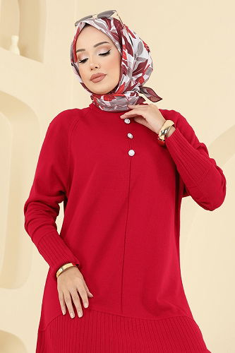 moda selvim طقم أحمر و أسود 2723AYD574 - Thumbnail