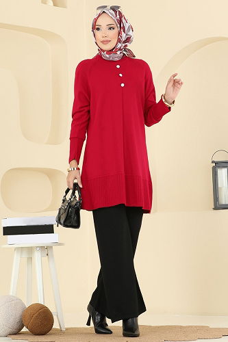 moda selvim طقم أحمر و أسود 2723AYD574 - Thumbnail