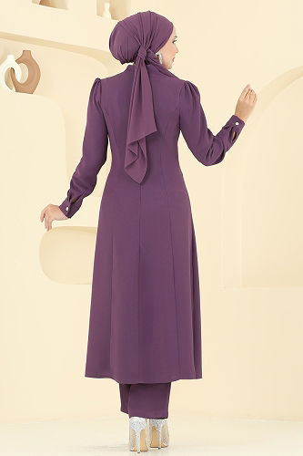 moda selvim طقم ليلكي غامق 2723SL432 - Thumbnail