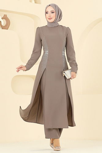 moda selvim طقم بيج غامق 2723SL432 - Thumbnail