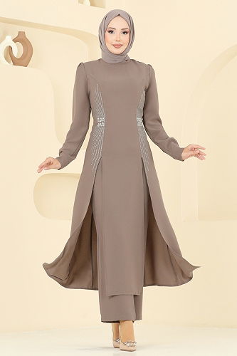 moda selvim طقم بيج غامق 2723SL432 - Thumbnail