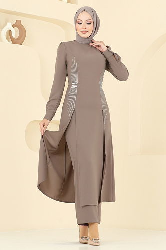 moda selvim طقم بيج غامق 2723SL432 - Thumbnail