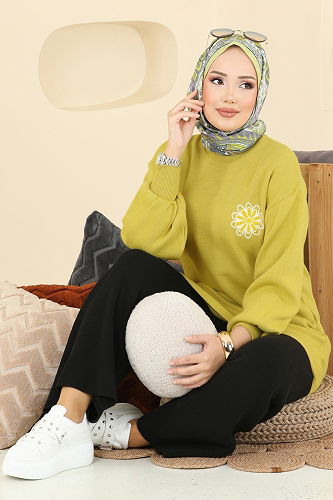 moda selvim طقم فسفوري & أسود 2724AYD574 - Thumbnail