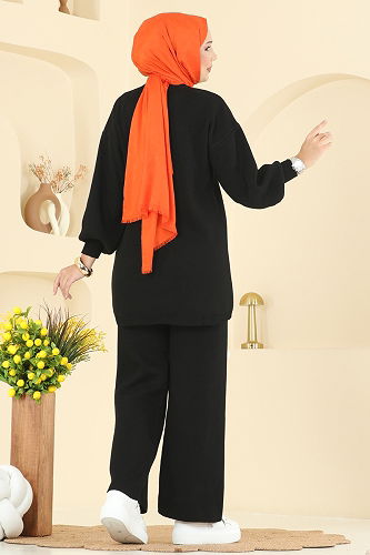 moda selvim طقم أسود 2724AYD574 - Thumbnail