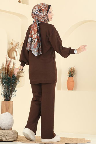 moda selvim طقم بني 2724AYD574 - Thumbnail