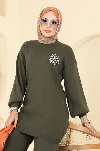 moda selvim طقم اخضر عفني 2724AYD574 - Thumbnail