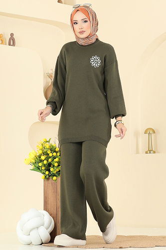 moda selvim طقم اخضر عفني 2724AYD574 - Thumbnail