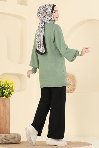 moda selvim طقم أخضر عشبي وأسود 2724AYD574 - Thumbnail