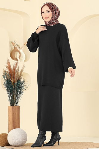 moda selvim طقم أسود 2725AYD574 - Thumbnail