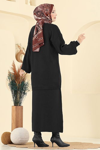 moda selvim طقم أسود 2725AYD574 - Thumbnail