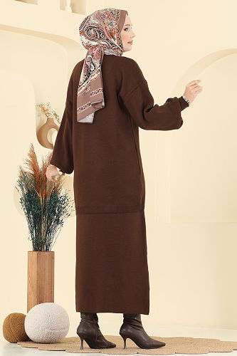 moda selvim طقم بني 2725AYD574 - Thumbnail