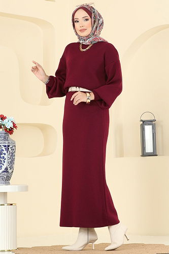 moda selvim طقم خمري 2725AYD574 - Thumbnail