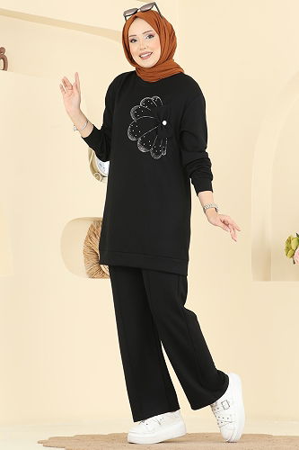 moda selvim طقم أسود 2726AYD574 - Thumbnail