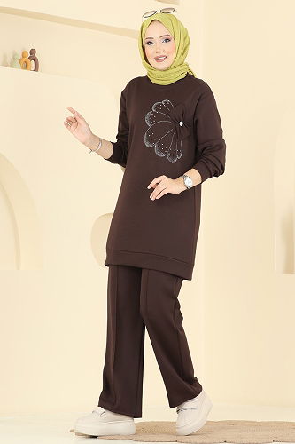 moda selvim طقم بني 2726AYD574 - Thumbnail