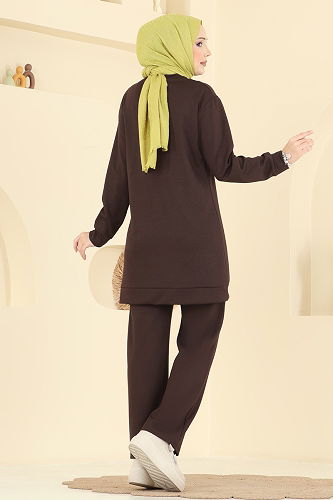 moda selvim طقم بني 2726AYD574 - Thumbnail