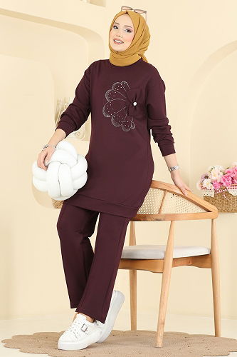 moda selvim طقم خمري 2726AYD574 - Thumbnail