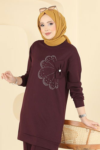 moda selvim طقم خمري 2726AYD574 - Thumbnail