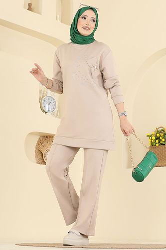 moda selvim طقم بيج 2726AYD574 - Thumbnail