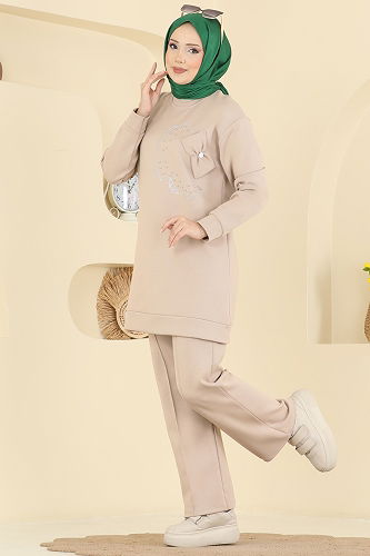 moda selvim طقم بيج 2726AYD574 - Thumbnail