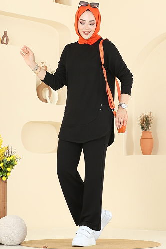 moda selvim طقم أسود 2728AYD574 - Thumbnail