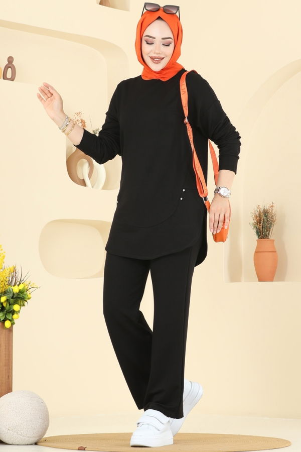 Modaselvim الاطقم طقم أسود 2728AYD574