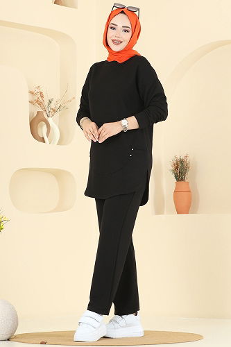 moda selvim طقم أسود 2728AYD574 - Thumbnail