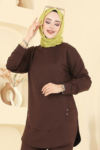 moda selvim طقم بني 2728AYD574 - Thumbnail