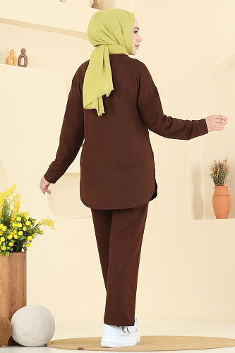 moda selvim طقم بني 2728AYD574 - Thumbnail