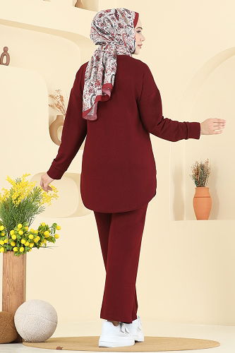 moda selvim طقم خمري 2728AYD574 - Thumbnail