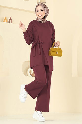 moda selvim طقم خمري 2728SL432 - Thumbnail