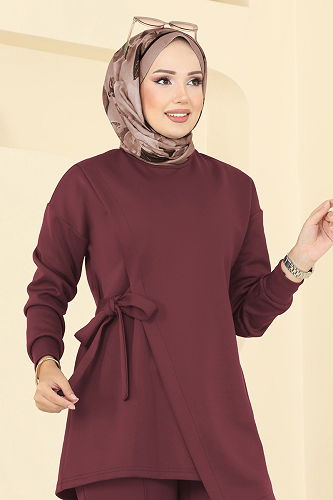 moda selvim طقم خمري 2728SL432 - Thumbnail