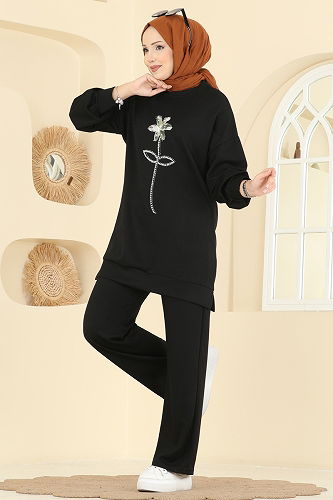 moda selvim طقم أسود 2730AYD574 - Thumbnail