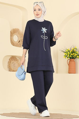 moda selvim طقم كحلي 2730AYD574 - Thumbnail