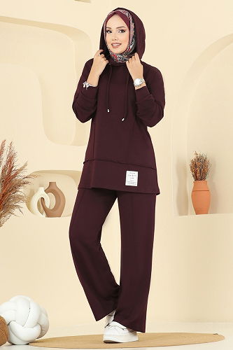 moda selvim طقم خمري 2730SL432 - Thumbnail