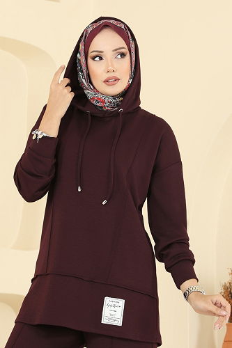 moda selvim طقم خمري 2730SL432 - Thumbnail