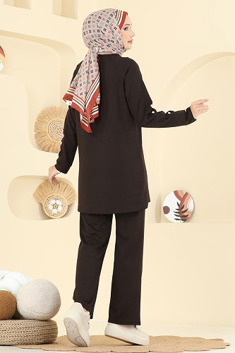 moda selvim طقم بني 2731AYD574 - Thumbnail