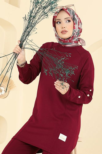 moda selvim طقم خمري 2731AYD574 - Thumbnail