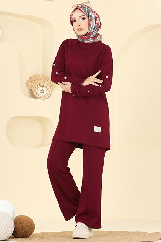 moda selvim طقم خمري 2731AYD574 - Thumbnail