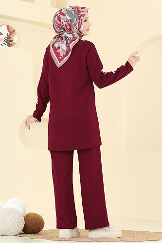 moda selvim طقم خمري 2731AYD574 - Thumbnail