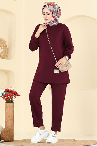 moda selvim طقم خمري 2732AYD574 - Thumbnail